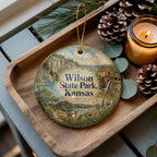 Wilson State Park Kansas Watercolor Ceramic Ornament, Lake Wilson State Park Souvenir, Kansas Travel Keepsake Ornament — photo 1