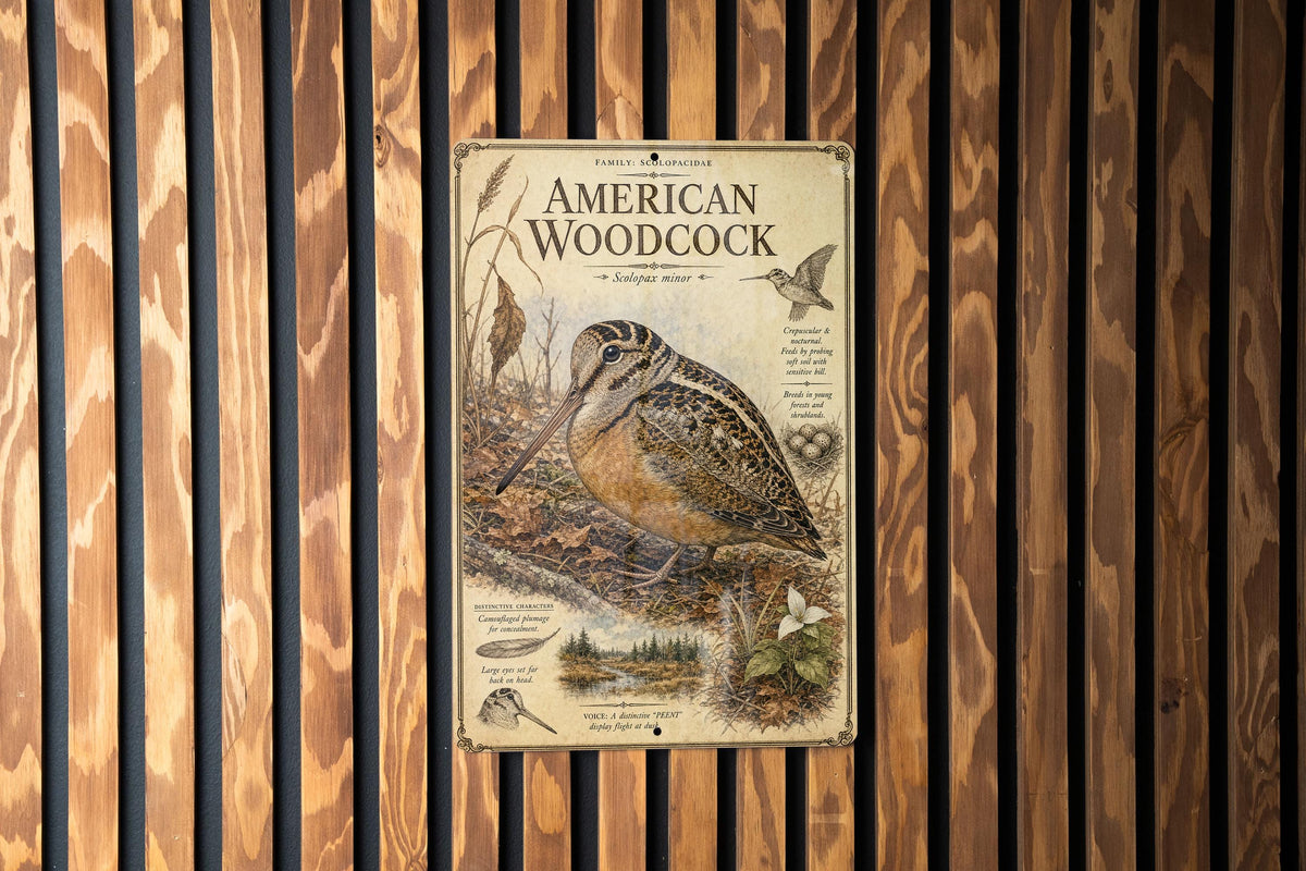 American Woodcock Metal Sign Vintage Natural History Bird Illustration Audubon Inspired Ornithology Field Guide Wall Decor Gift — photo 2