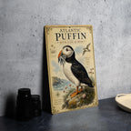 Atlantic Puffin with Fish in Beak Metal Sign, Audubon Ornithology Plate, Scientific Name, Range Map, Habitat Notes — photo 4