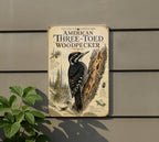 American Three-Toed Woodpecker Metal Sign, Audubon-Inspired Natural History Bird Illustration, Scientific Name Range Map Notes Habitat Scene — photo 5