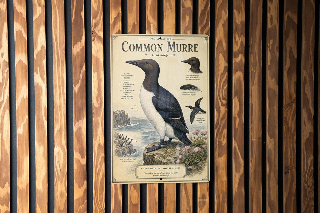 Common Murre Metal Sign Vintage Natural History Bird Illustration Audubon Ornithology Specimen Plate Scientific Name Range Map Notes — photo 2