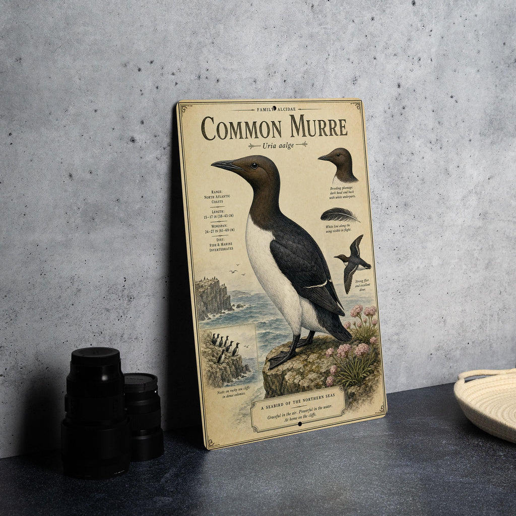 Common Murre Metal Sign Vintage Natural History Bird Illustration Audubon Ornithology Specimen Plate Scientific Name Range Map Notes — photo 4