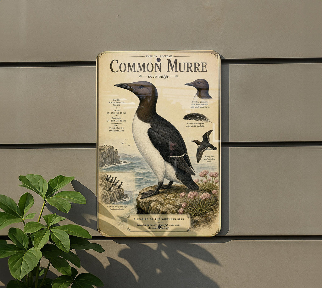 Common Murre Metal Sign Vintage Natural History Bird Illustration Audubon Ornithology Specimen Plate Scientific Name Range Map Notes — photo 5