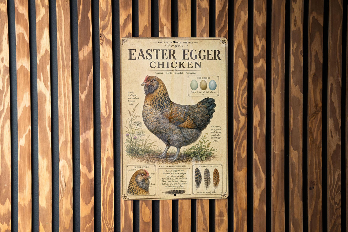 Easter Egger Chicken Metal Sign Vintage Natural History Ornithology Plate Scientific Bird Illustration with Habitat Notes Range Map — photo 3