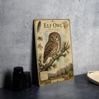Elf Owl Metal Sign, Vintage Natural History Bird Plate, Scientific Name, Range Map, Habitat Notes, Cabin Lodge Wall Decor — photo 4