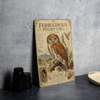 Ferruginous Pygmy Owl Metal Sign, Vintage Natural History Bird Plate, Scientific Name Range Map Habitat Notes, Audubon Decor — photo 4