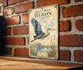 Great Blue Heron in Flight Metal Sign, Audubon Ornithology Illustration, Scientific Name Range Map Notes, Natural History Wall Decor — photo 1