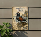 Harlequin Duck Metal Sign Vintage Natural History Bird Plate Scientific Name Range Map Habitat Notes Cabin Lodge Decor — photo 5