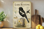 Lark Bunting Metal Sign Vintage Natural History Bird Illustration with Scientific Name Range Map Habitat Notes Cabin Lodge Decor — photo 2