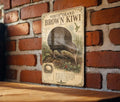 North Island Brown Kiwi Metal Sign, Natural History Specimen Plate, Scientific Name, Range Map, Habitat Notes, Cabin Lodge Decor — photo 1