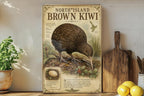 North Island Brown Kiwi Metal Sign, Natural History Specimen Plate, Scientific Name, Range Map, Habitat Notes, Cabin Lodge Decor — photo 3