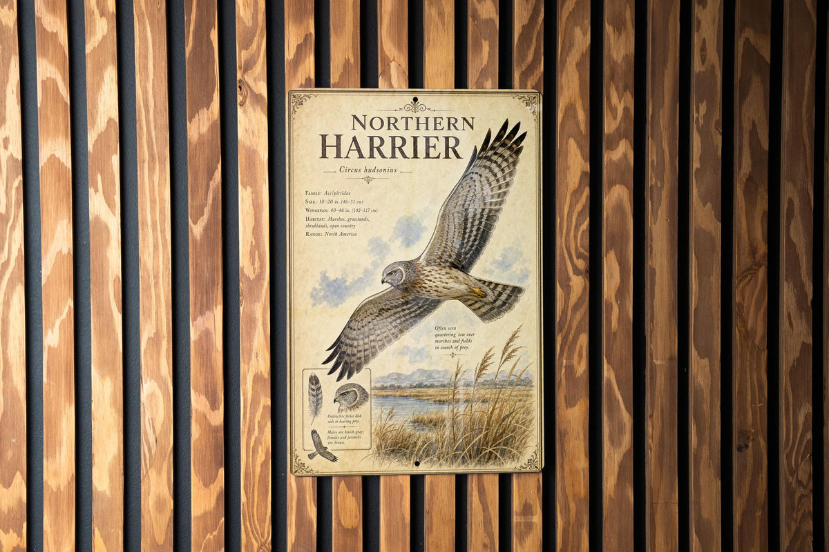 Northern Harrier Metal Sign, Audubon Ornithology Illustration, Scientific Name, Range Map, Habitat Notes, Natural History Wall Decor — photo 3