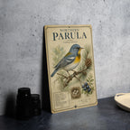 Northern Parula Metal Sign, Vintage Audubon-Inspired Bird Field Guide Plate, Scientific Name, Range Map, Habitat Notes Wall Decor — photo 4