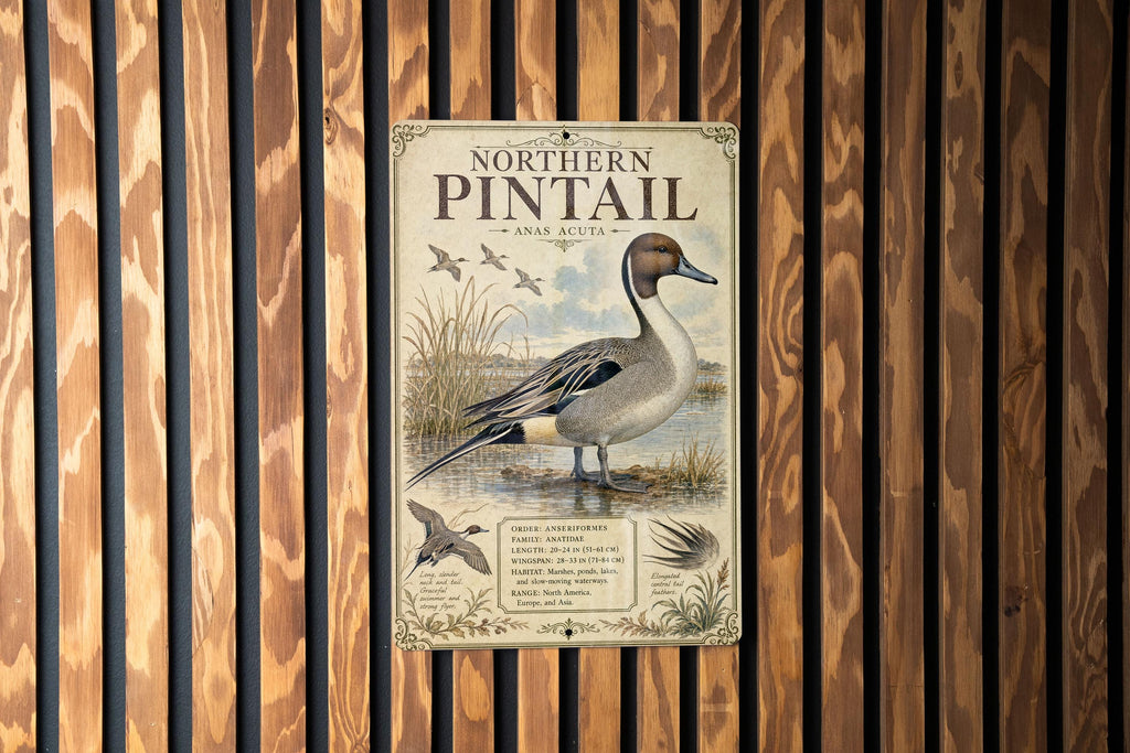 Northern Pintail Metal Sign Audubon-Inspired Ornithology Illustration Scientific Bird Specimen Plate with Range Map & Notes — photo 2