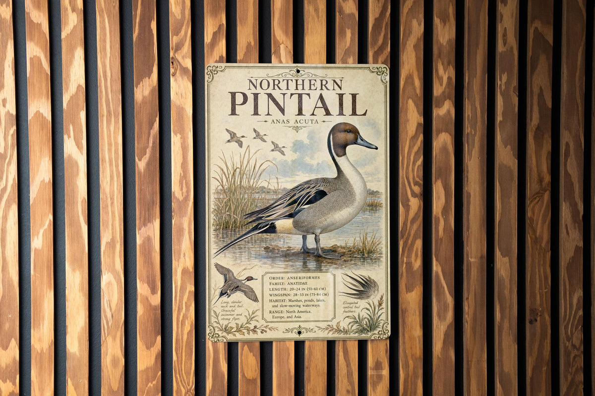 Northern Pintail Metal Sign Audubon-Inspired Ornithology Illustration Scientific Bird Specimen Plate with Range Map & Notes — photo 2