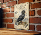 Parakeet Auklet Metal Sign, Vintage Natural History Bird Illustration, Scientific Name Range Map Notes, Cabin Lodge Decor Gift — photo 3