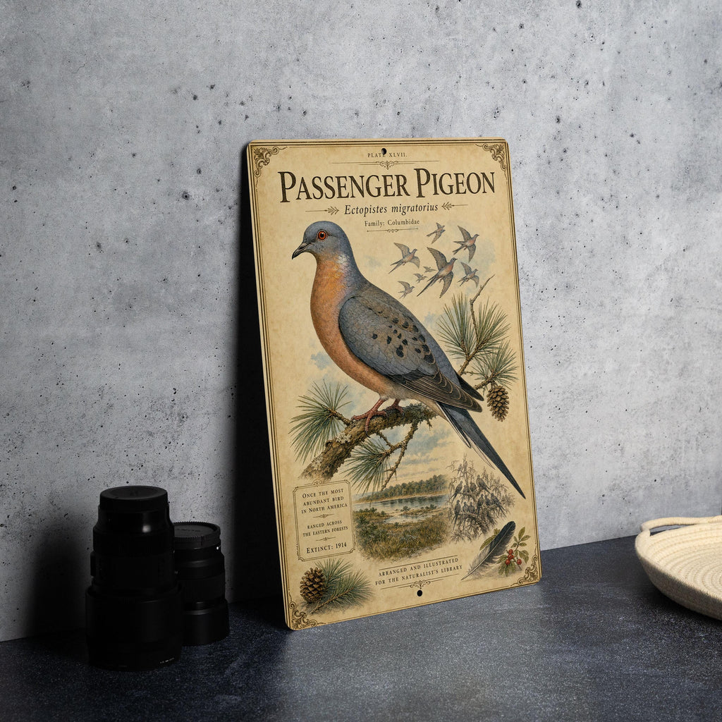 Passenger Pigeon Metal Sign, Vintage Natural History Bird Illustration, Audubon Ornithology Specimen Plate, Range Map & Notes Wall Decor — photo 4
