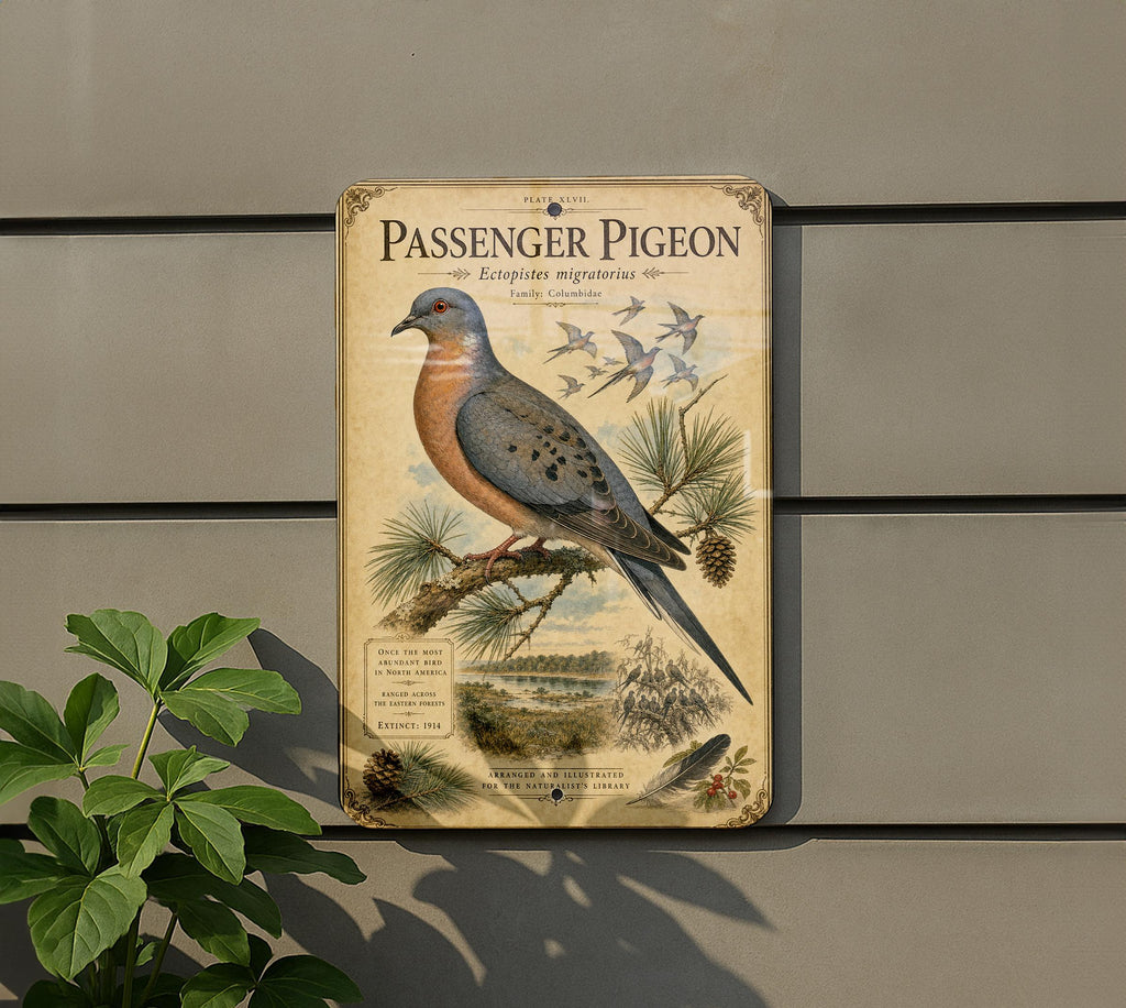 Passenger Pigeon Metal Sign, Vintage Natural History Bird Illustration, Audubon Ornithology Specimen Plate, Range Map & Notes Wall Decor — photo 5