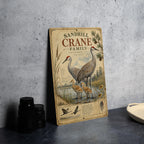 Sandhill Crane Family Metal Sign, Audubon-Inspired Ornithology Plate, Scientific Bird Illustration, Range Map, Habitat Notes — photo 1