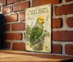 Yellow Headed Amazon Metal Sign, Vintage Natural History Bird Plate, Audubon Ornithology Wall Decor, Scientific Specimen Art — photo 5