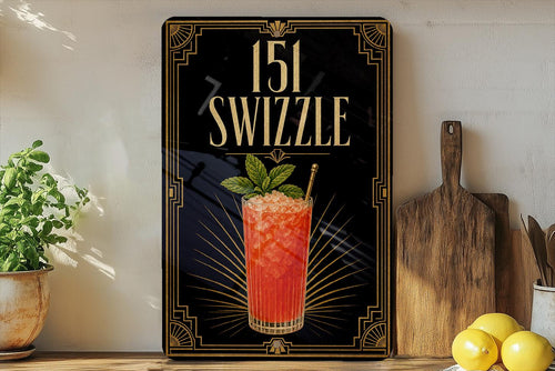 151 Swizzle Cocktail Metal Sign, Vintage 1920s Art Deco Cocktail Poster Bar Decor, Tiki Bar Sign, Home Bar Wall Decor — photo 2