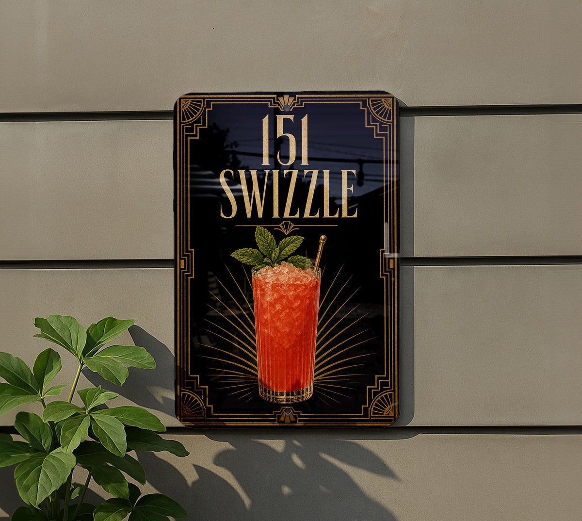 151 Swizzle Cocktail Metal Sign, Vintage 1920s Art Deco Cocktail Poster Bar Decor, Tiki Bar Sign, Home Bar Wall Decor — photo 4