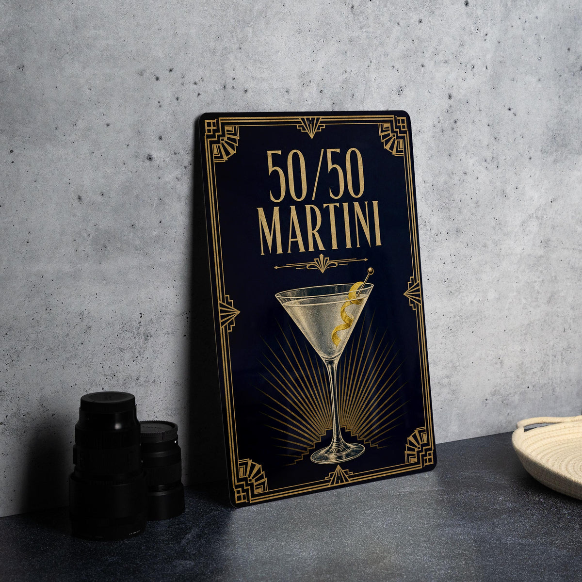 50/50 Martini Metal Sign, Vintage 1920s Art Deco Cocktail Poster, Classic Martini Bar Decor, Speakeasy Kitchen Wall Sign — photo 4