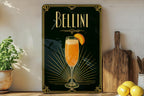 Bellini Cocktail Metal Sign, Vintage 1920s Art Deco Cocktail Poster Bar Decor, Peach Prosecco Aperitif Lounge Sign — photo 3
