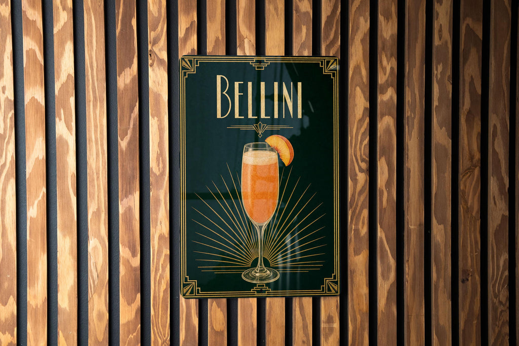 Bellini Cocktail Metal Sign, Vintage 1920s Art Deco Cocktail Poster Bar Decor, Peach Prosecco Aperitif Lounge Sign — photo 6