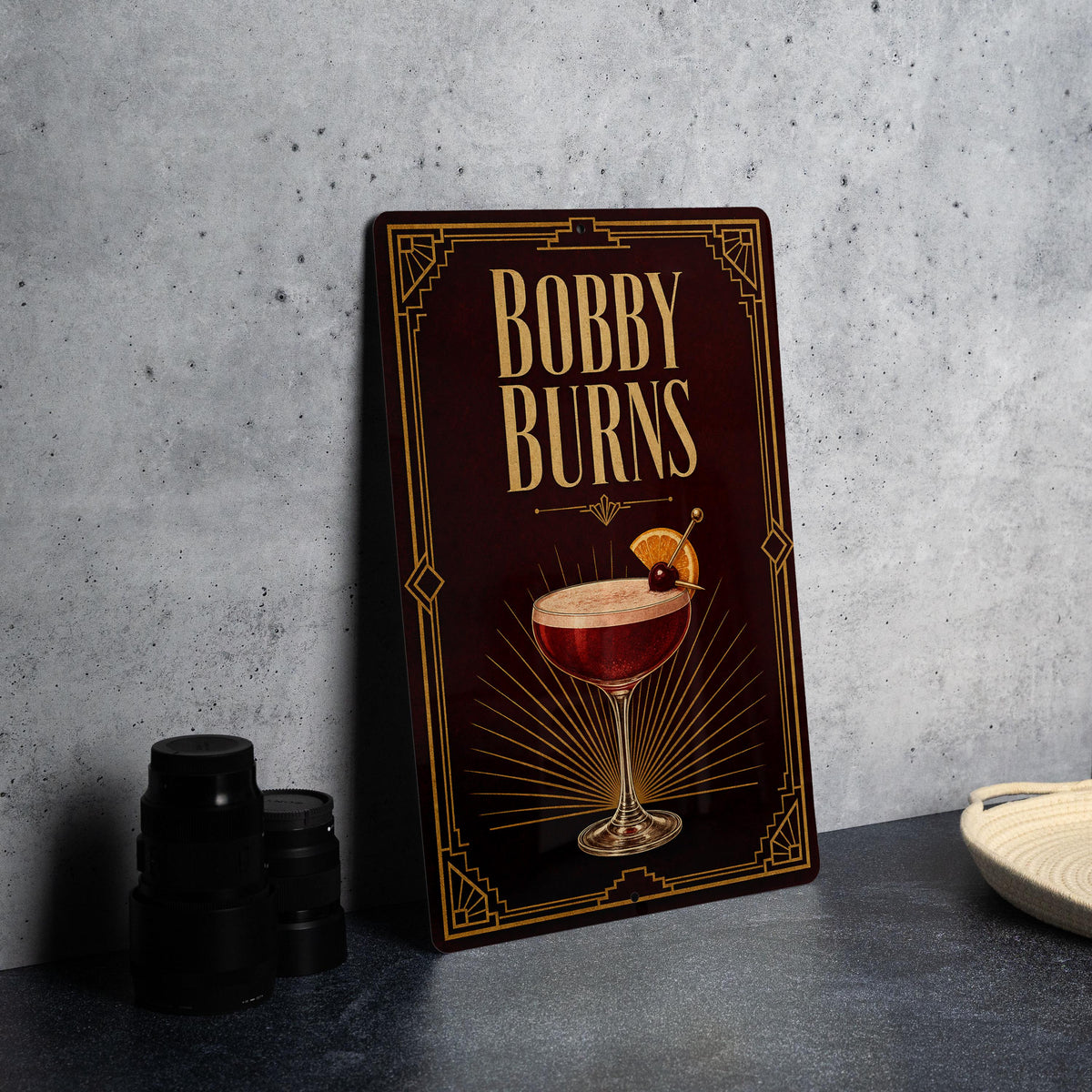 Bobby Burns Cocktail Metal Sign, Vintage 1920s Art Deco Cocktail Poster Bar Decor, Scotch Whiskey Drink Sign, Home Bar Wall Sign — photo 2