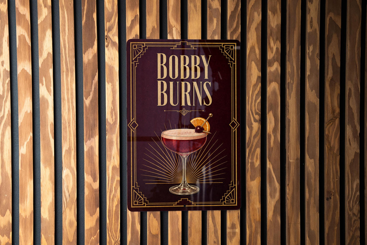 Bobby Burns Cocktail Metal Sign, Vintage 1920s Art Deco Cocktail Poster Bar Decor, Scotch Whiskey Drink Sign, Home Bar Wall Sign — photo 4