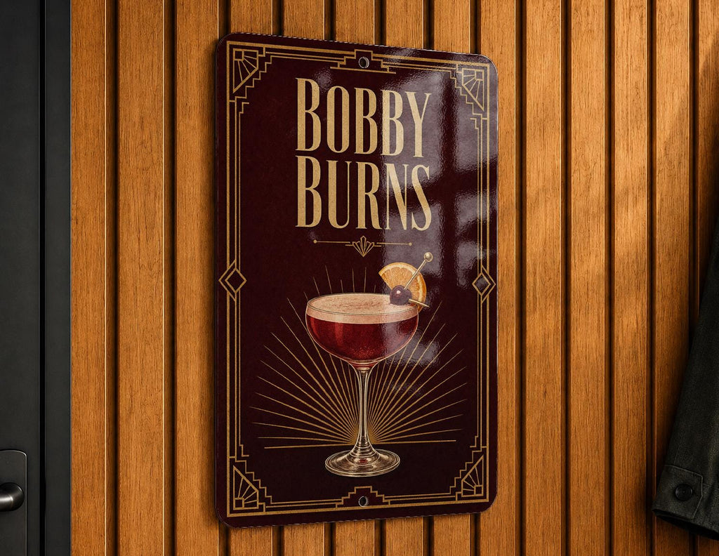 Bobby Burns Cocktail Metal Sign, Vintage 1920s Art Deco Cocktail Poster Bar Decor, Scotch Whiskey Drink Sign, Home Bar Wall Sign — photo 5