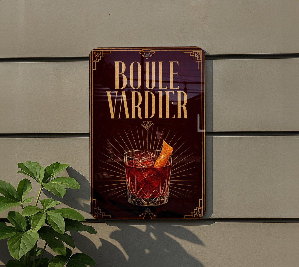 Boulevardier Cocktail Metal Sign, Vintage 1920s Art Deco Bar Decor, Classic Whiskey Campari Sweet Vermouth Drink Poster Sign — photo 1