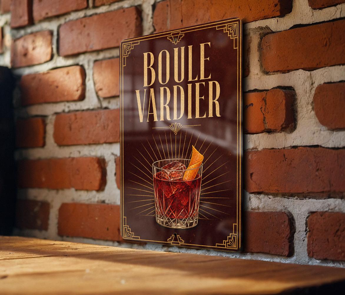 Boulevardier Cocktail Metal Sign, Vintage 1920s Art Deco Bar Decor, Classic Whiskey Campari Sweet Vermouth Drink Poster Sign — photo 4