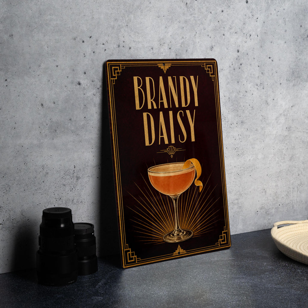 Brandy Daisy Cocktail Metal Sign, Vintage 1920s Art Deco Bar Poster Decor, Retro Mixology Lounge Wall Sign — photo 4