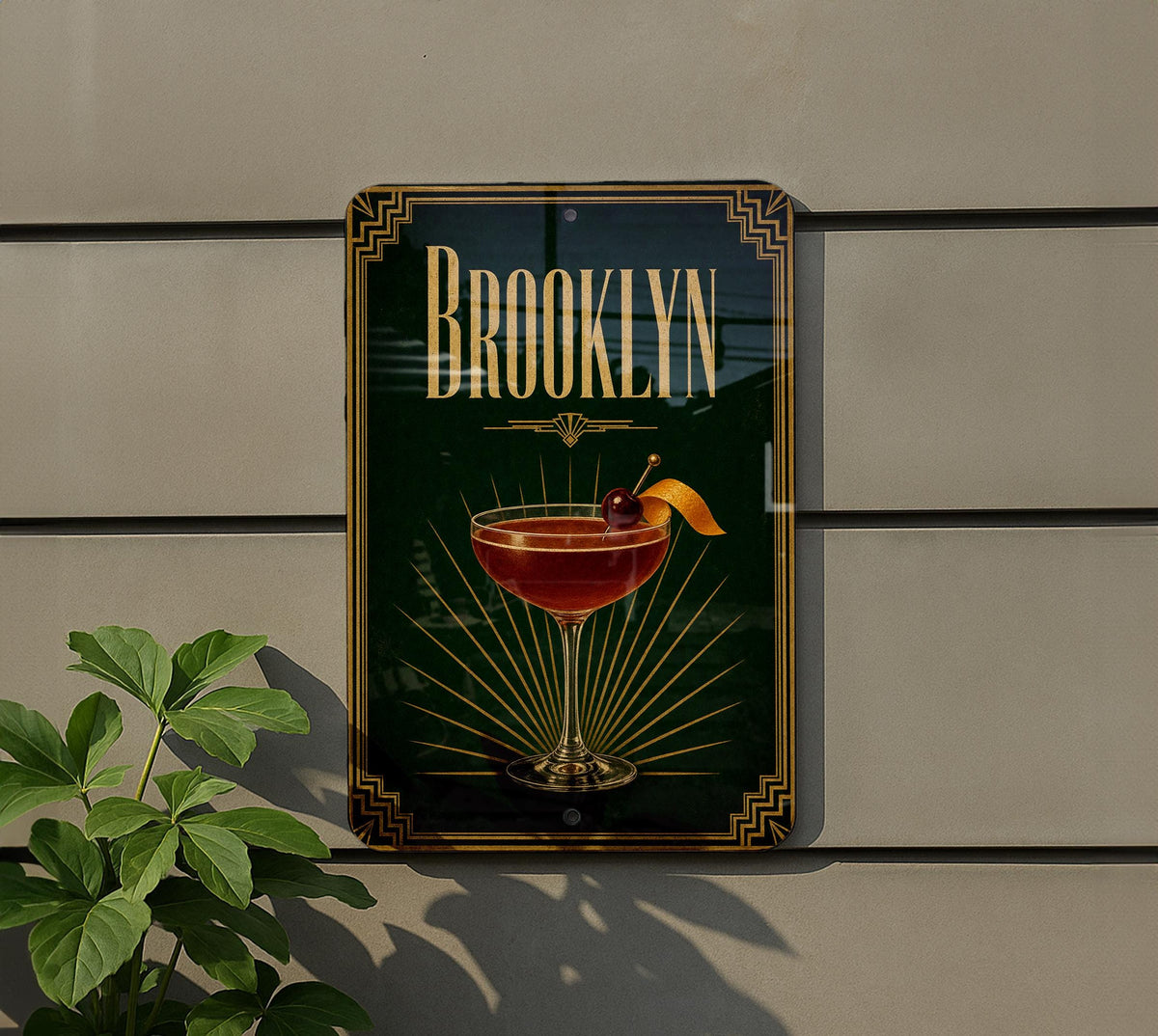 Brooklyn Metal Sign, Vintage 1920s Art Deco Cocktail Poster Bar Decor, Brooklyn New York Speakeasy Lounge Wall Sign — photo 3