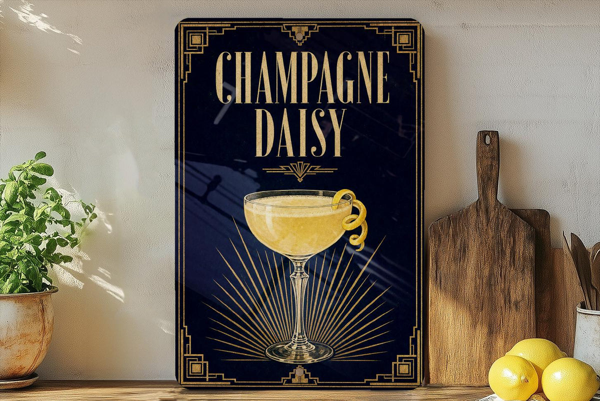 Champagne Daisy Cocktail Metal Sign, Vintage 1920s Art Deco Bar Decor, Classic Champagne Cocktail Poster Sign — photo 4