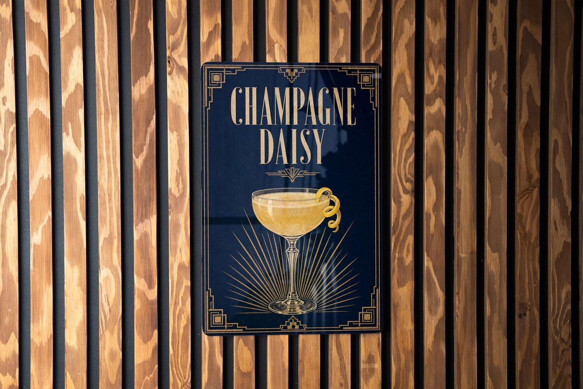 Champagne Daisy Cocktail Metal Sign, Vintage 1920s Art Deco Bar Decor, Classic Champagne Cocktail Poster Sign — photo 5