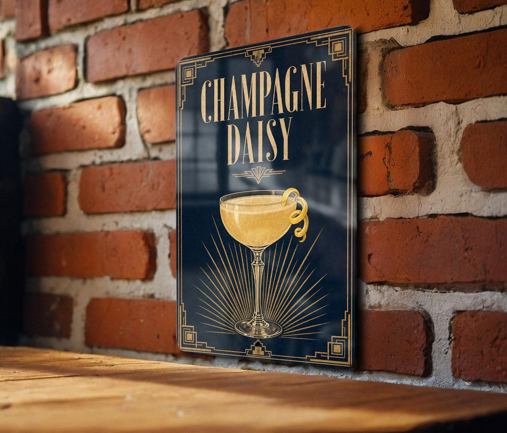 Champagne Daisy Cocktail Metal Sign, Vintage 1920s Art Deco Bar Decor, Classic Champagne Cocktail Poster Sign — photo 6