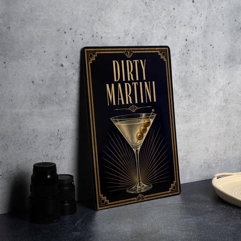 Dirty Martini Metal Sign, Vintage 1920s Art Deco Cocktail Poster, Martini Glass Olive Bar Decor, Speakeasy Wall Sign — photo 5