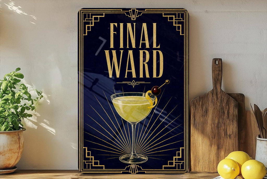 Final Ward Cocktail Metal Sign, Vintage 1920s Art Deco Cocktail Poster Bar Decor, Speakeasy Lounge Wall Sign — photo 3