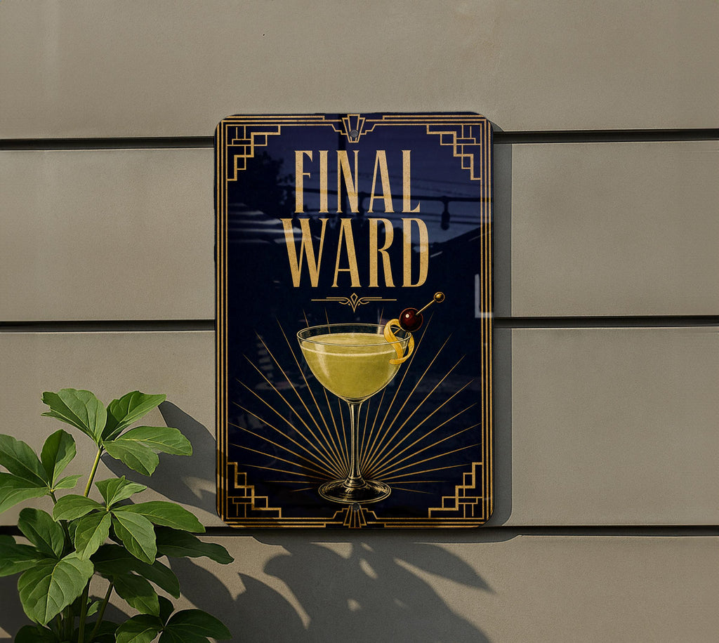 Final Ward Cocktail Metal Sign, Vintage 1920s Art Deco Cocktail Poster Bar Decor, Speakeasy Lounge Wall Sign — photo 6
