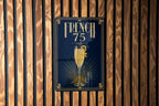French 75 Metal Sign, Vintage 1920s Art Deco Cocktail Poster, Classic Champagne Gin Lemon Cocktail Bar Decor Sign — photo 3