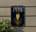 French 75 Metal Sign, Vintage 1920s Art Deco Cocktail Poster, Classic Champagne Gin Lemon Cocktail Bar Decor Sign — photo 5
