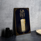 Gin Fizz Cocktail Metal Sign, Vintage 1920s Art Deco Cocktail Poster Bar Decor, Speakeasy Lounge Kitchen Wall Sign — photo 1