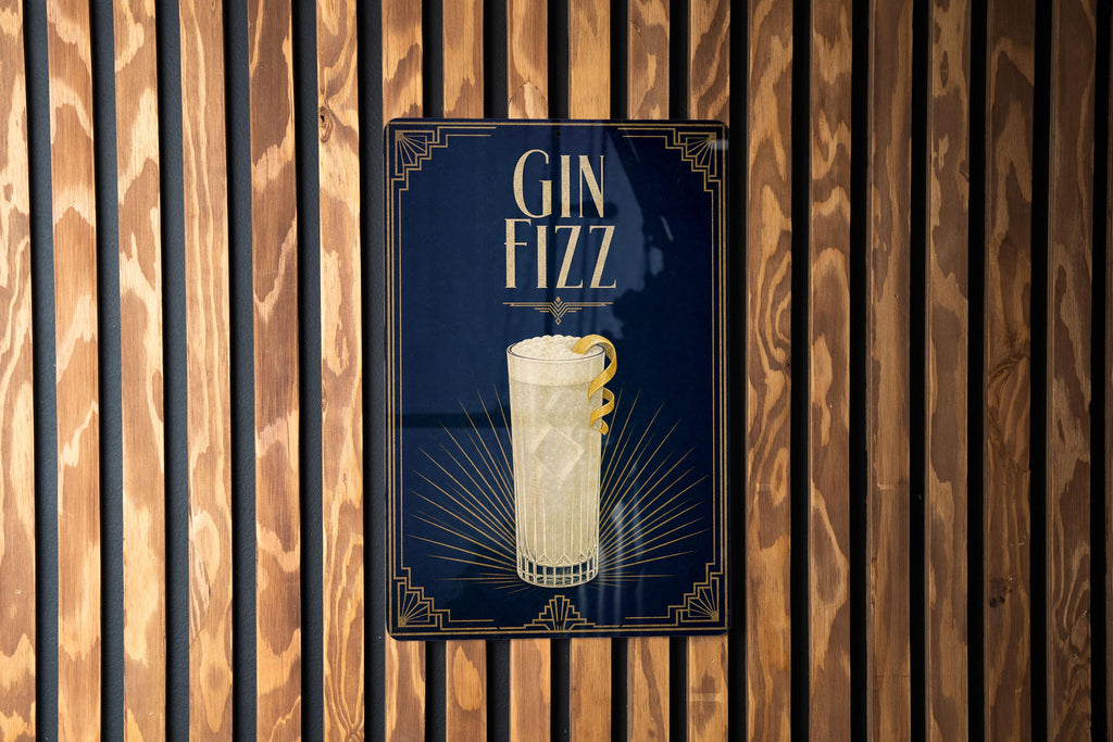 Gin Fizz Cocktail Metal Sign, Vintage 1920s Art Deco Cocktail Poster Bar Decor, Speakeasy Lounge Kitchen Wall Sign — photo 3