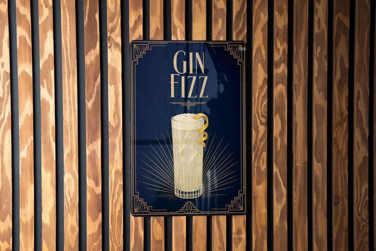 Gin Fizz Cocktail Metal Sign, Vintage 1920s Art Deco Cocktail Poster Bar Decor, Speakeasy Lounge Kitchen Wall Sign — photo 3