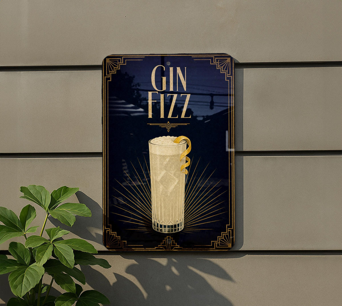 Gin Fizz Cocktail Metal Sign, Vintage 1920s Art Deco Cocktail Poster Bar Decor, Speakeasy Lounge Kitchen Wall Sign — photo 4