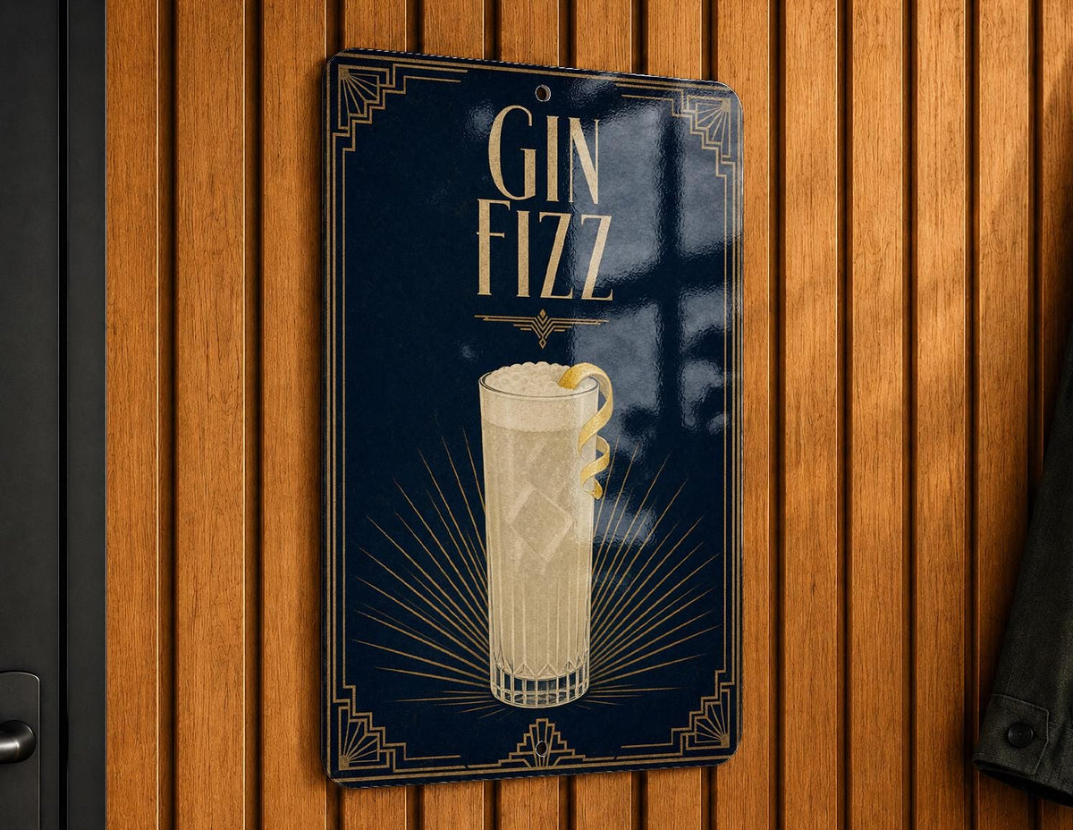 Gin Fizz Cocktail Metal Sign, Vintage 1920s Art Deco Cocktail Poster Bar Decor, Speakeasy Lounge Kitchen Wall Sign — photo 6
