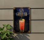Gin Cobbler Cocktail Metal Sign, Vintage 1920s Art Deco Bar Poster Sign, Classic Gin Drink Wall Decor, Speakeasy Bar Decor — photo 1